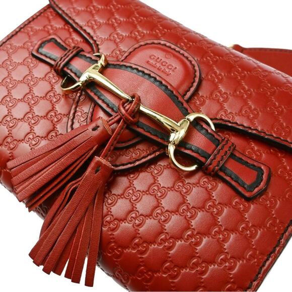 GUCCI Soft Microguccissima Mini Emily Chain Shoulder Bag Rosso - Picture 3 of 7